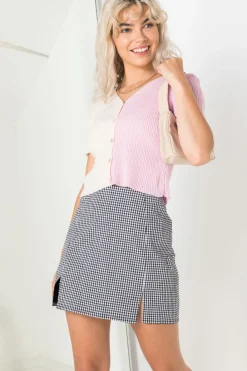 Daisy Street 90's Cropped Spliced Cardigan in-Women Cardigans