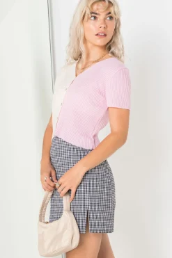 Daisy Street 90's Cropped Spliced Cardigan in-Women Cardigans