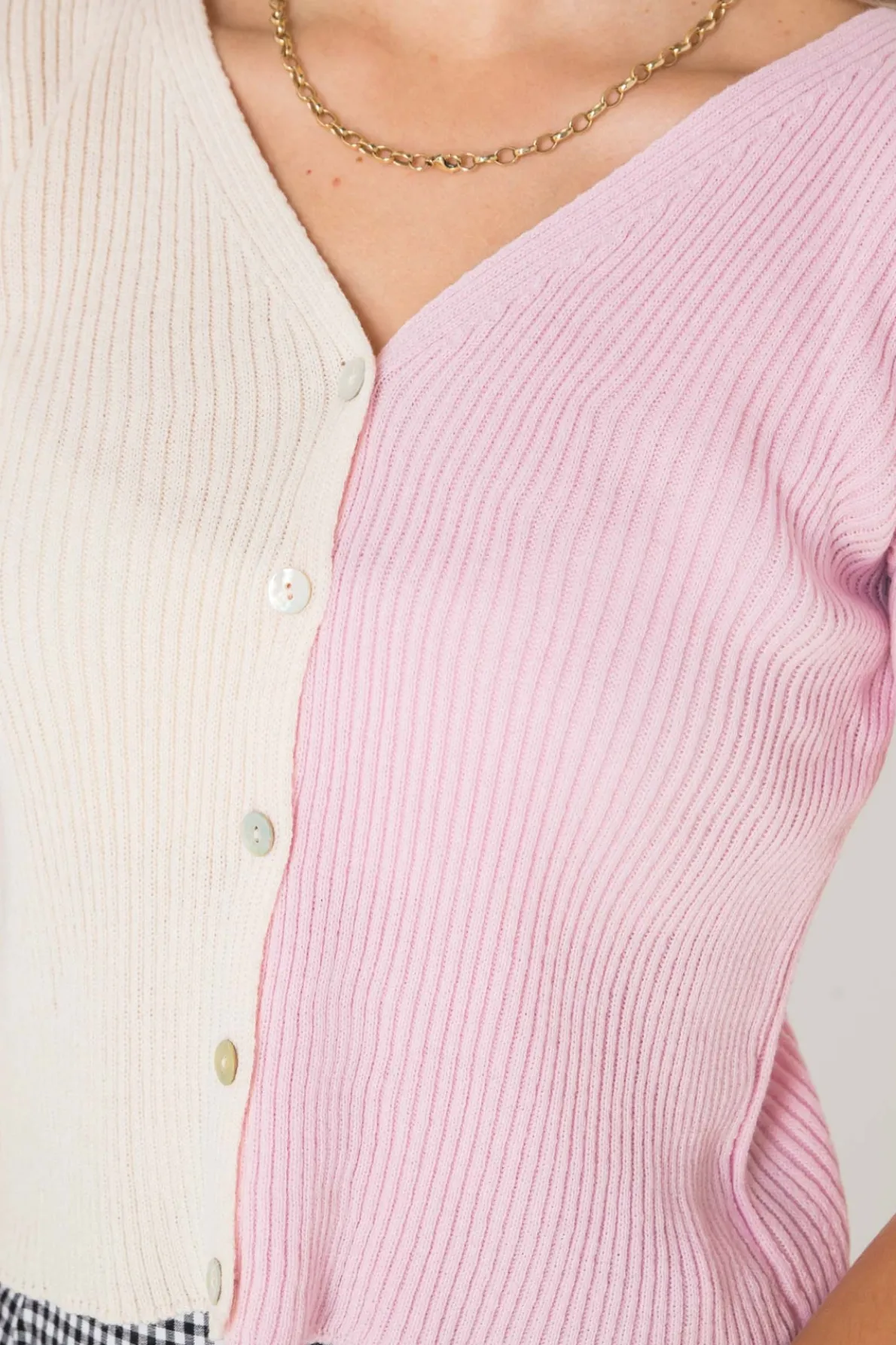 Daisy Street 90's Cropped Spliced Cardigan in-Women Cardigans