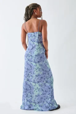 Daisy Street Satin Slip Cami Dress With Split-Women Dresses