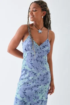 Daisy Street Satin Slip Cami Dress With Split-Women Dresses