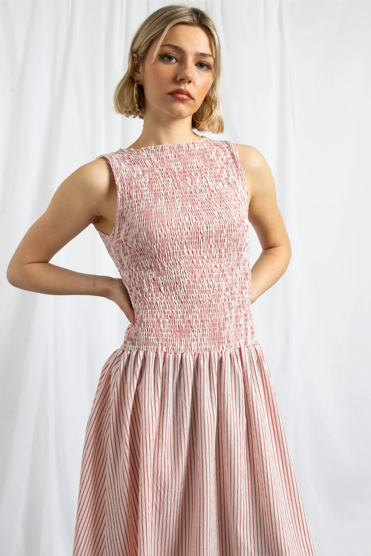 Daisy Street Shir Midaxi Dress With Dropped Waist-Women Dresses