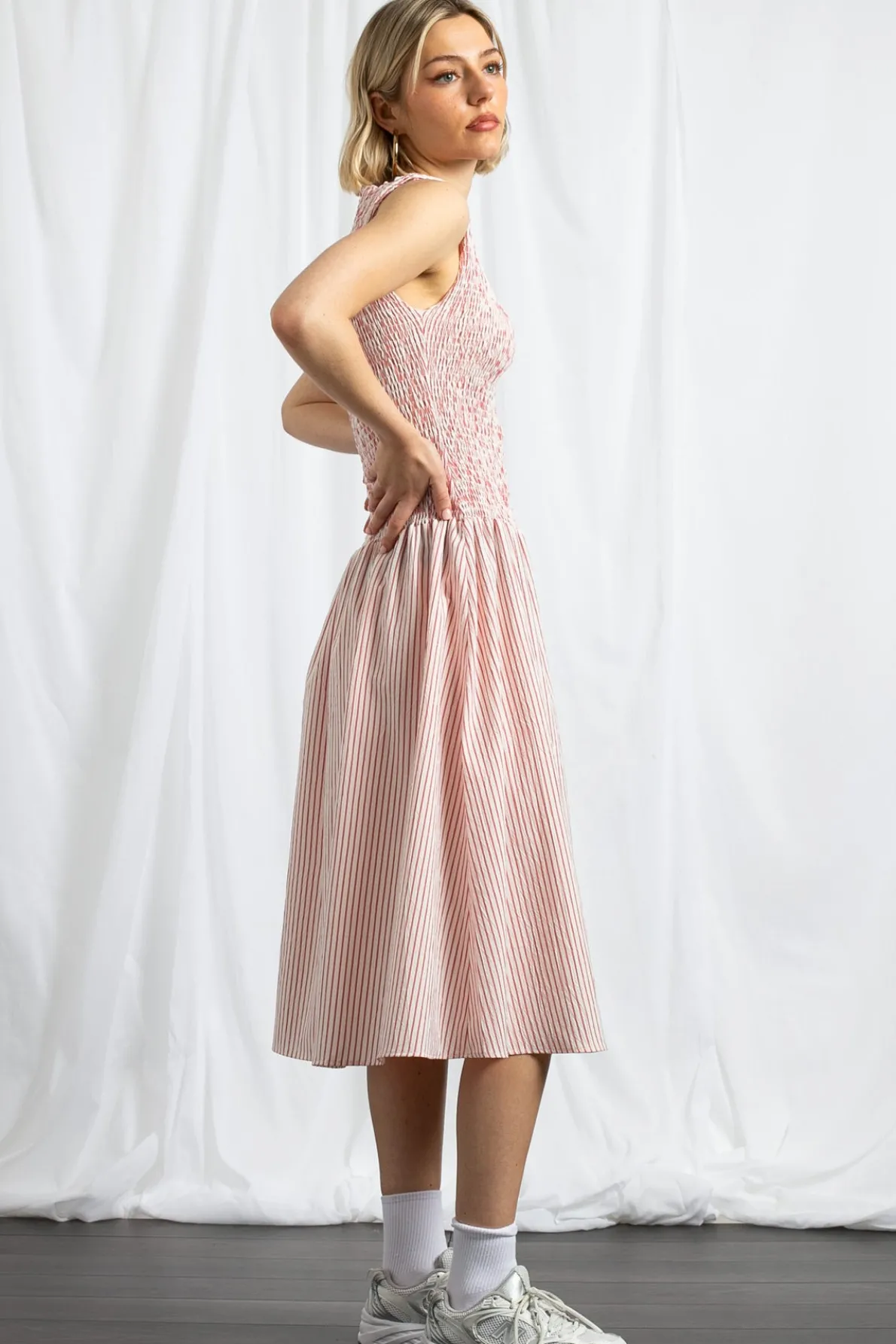 Daisy Street Shir Midaxi Dress With Dropped Waist-Women Dresses