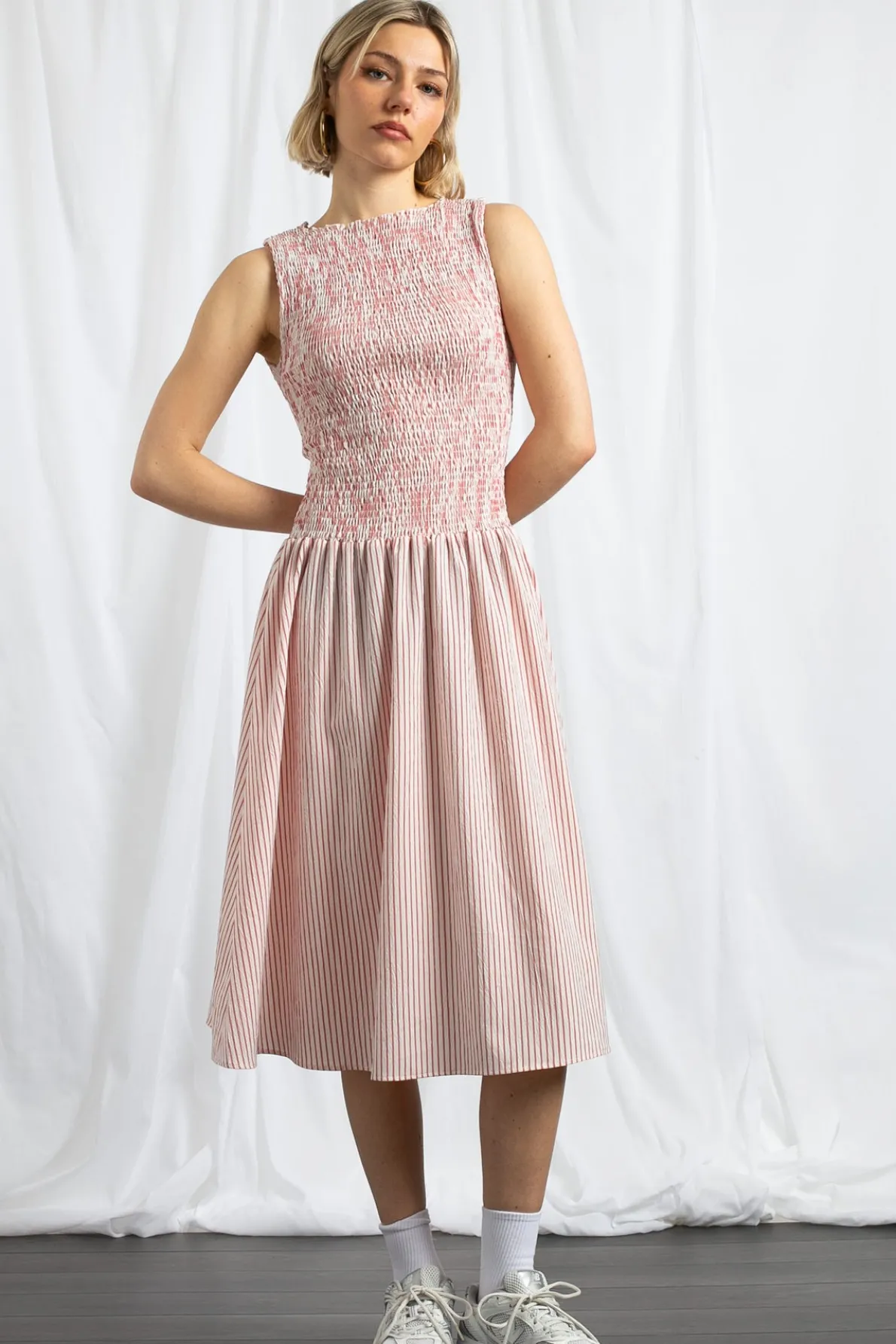 Daisy Street Shir Midaxi Dress With Dropped Waist-Women Dresses