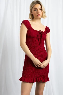 Daisy Street Shir Milkmaid Style Dress With Frill Hem-Women Dresses