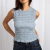 Daisy Street Shirred Sleeveless Top-Women Tops