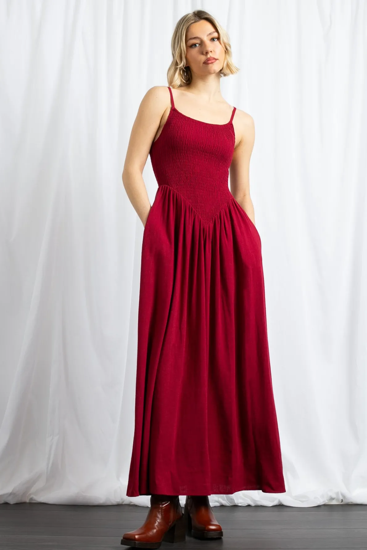 Daisy Street Shir V Shape Bodice Maxi Dress-Women Dresses