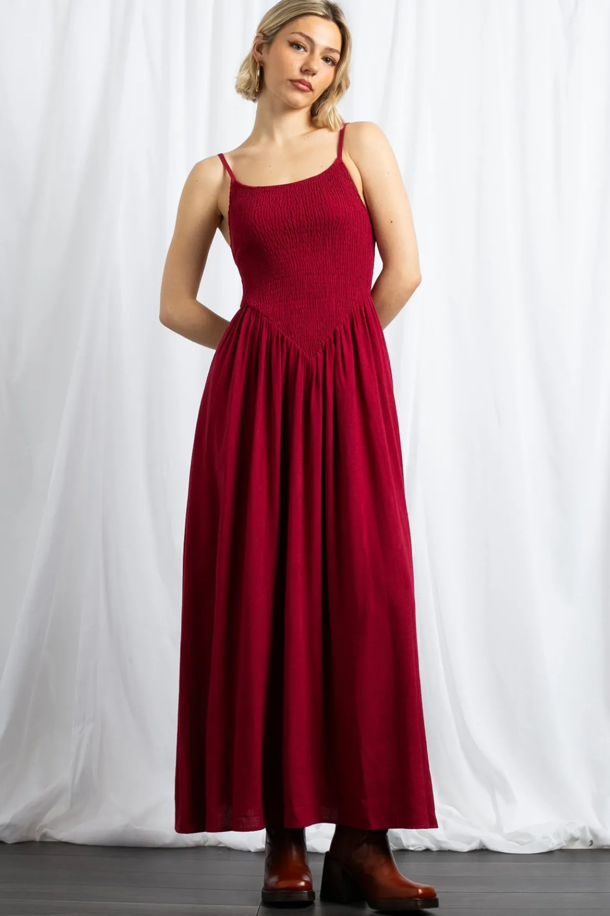 Daisy Street Shir V Shape Bodice Maxi Dress-Women Dresses