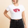 Daisy Street Slim Crop T-Shirt with Hollywood Icon Print-Women T-Shirts