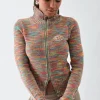 Daisy Street Space Die Zip Knitted Top with Embroidery-Women Tops