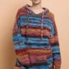 Daisy Street Space Dye Hooded Sweater With Kangaroo Pocket-Women Tops