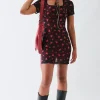 Daisy Street Square Neck Mesh Mini Dress-Women Dresses