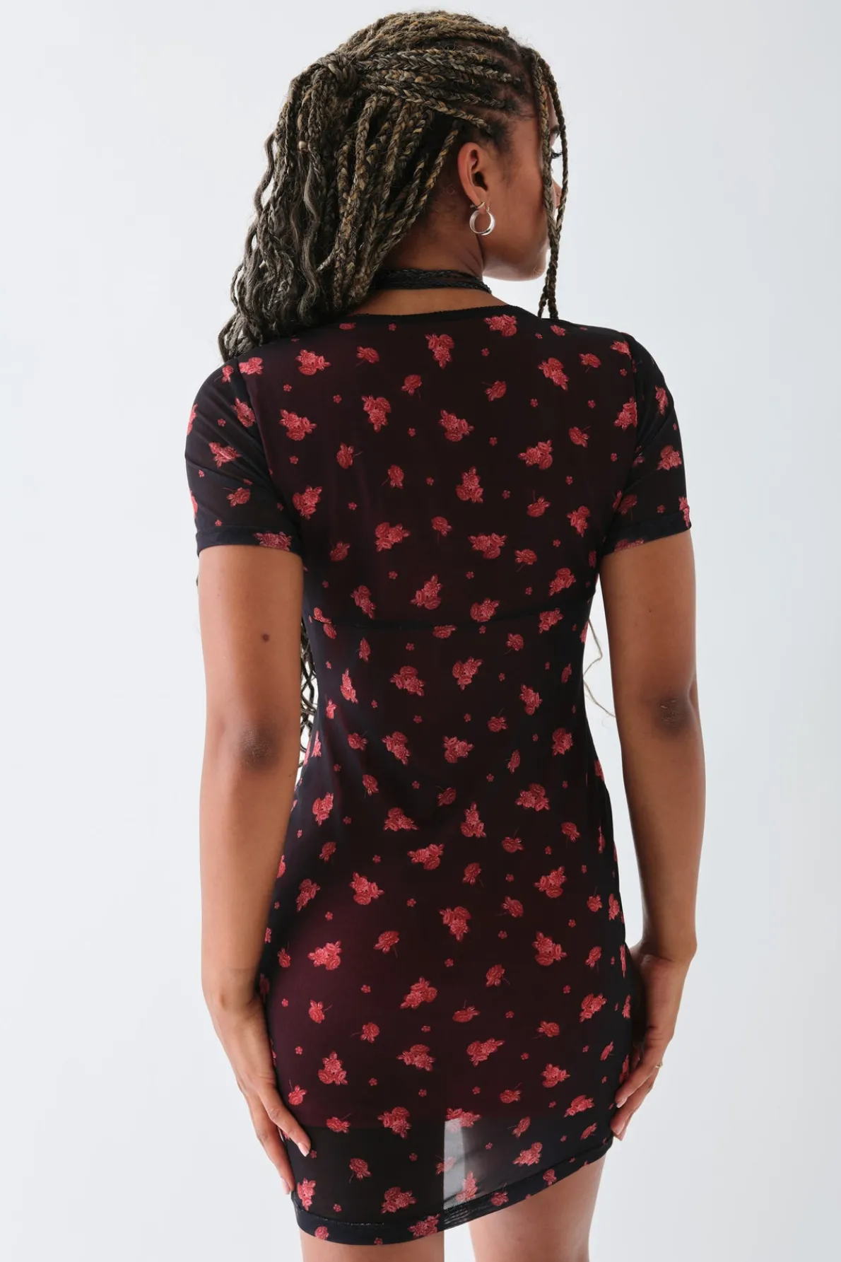 Daisy Street Square Neck Mesh Mini Dress-Women Dresses