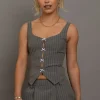 Daisy Street Stripe Bow And Keyhole Detail Top-Women Partywear | Tops
