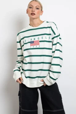 Daisy Street Striped LA Sweater-Women Hoodies & Sweatshirts