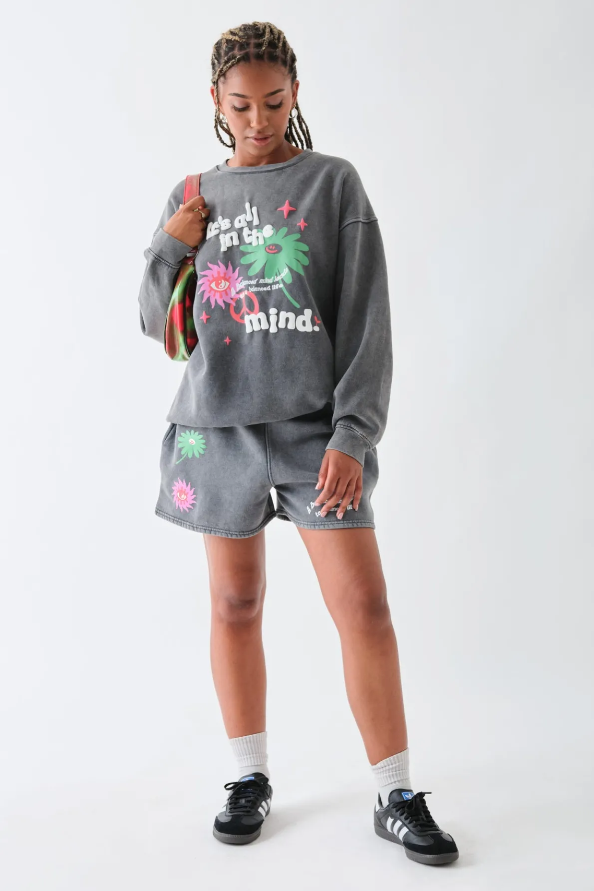 Daisy Street Sweater With Puff Print Detail-Women Hoodies & Sweatshirts