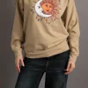 Daisy Street Sweatshirt With Sun&Moon Print-Women Hoodies & Sweatshirts