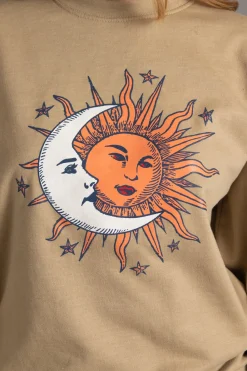 Daisy Street Sweatshirt With Sun&Moon Print-Women Hoodies & Sweatshirts