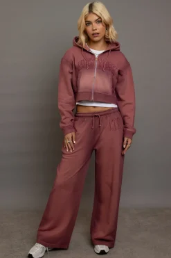 Daisy Street Terry Wide Leg Joggers-Women Trousers
