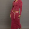 Daisy Street Textured Midaxi Skirt With Satin Tie Belt-Women Partywear | Skirts