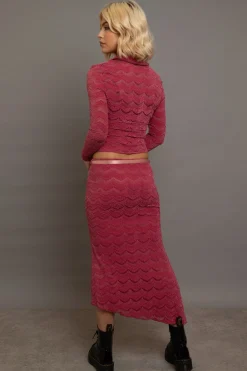 Daisy Street Textured Midaxi Skirt With Satin Tie Belt-Women Partywear | Skirts