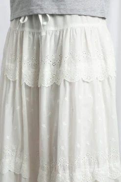 Daisy Street Three Tiered Maxi Skirt With Elasticated Waist And Broderie Trim-Women Skirts