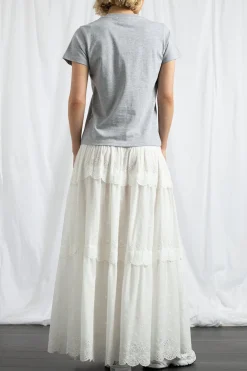 Daisy Street Three Tiered Maxi Skirt With Elasticated Waist And Broderie Trim-Women Skirts