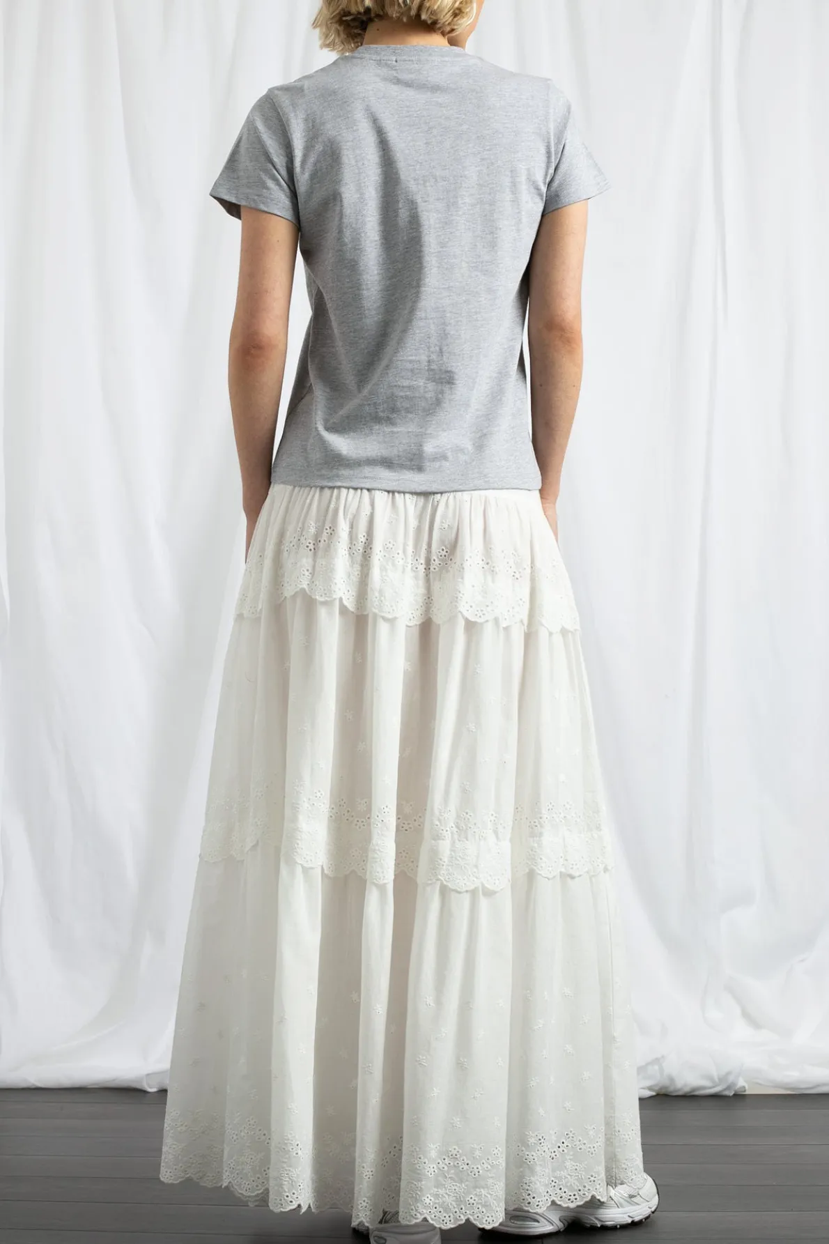 Daisy Street Three Tiered Maxi Skirt With Elasticated Waist And Broderie Trim-Women Skirts