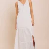 Daisy Street Tiered Maxi Dress With Split Front-Women Dresses