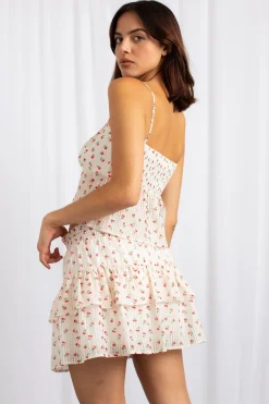 Daisy Street Tiered Mid Rise Mini Skirt With Shirred Waistband-Women Skirts
