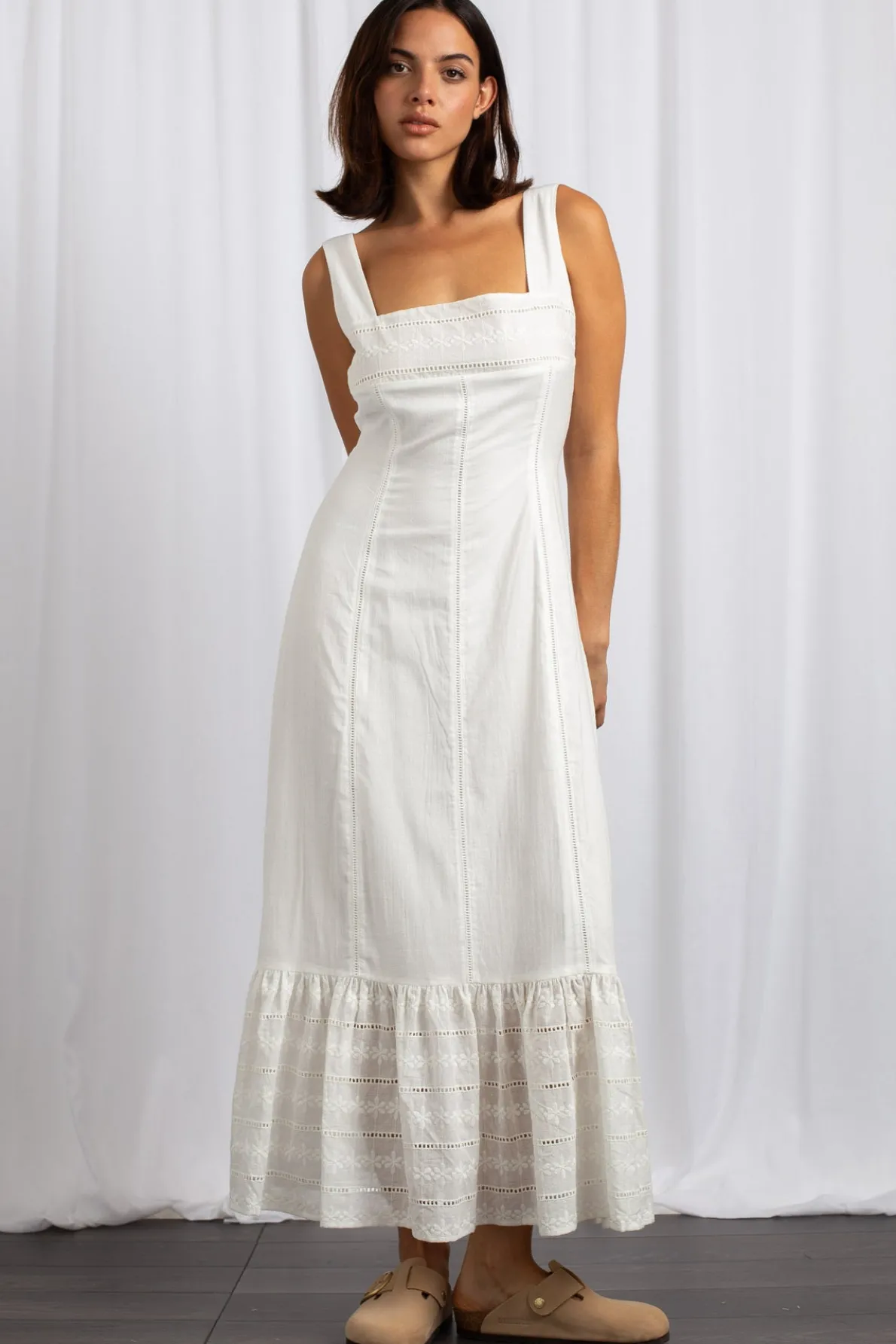 Daisy Street Tiered Midaxi Dress With Lace Trims-Women Dresses