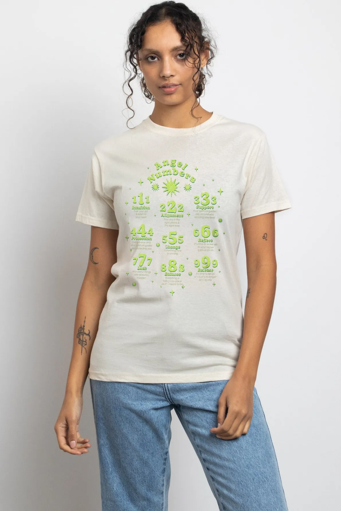 Daisy Street T-Shirt with Angel Numbers Graphic-Women T-Shirts