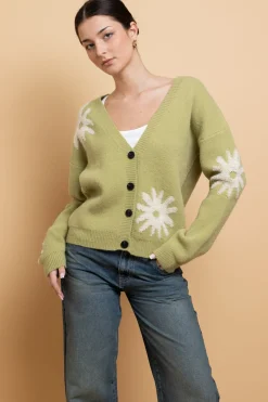 Daisy Street Tufted Intarsia Cardigan-Women Tops | Cardigans