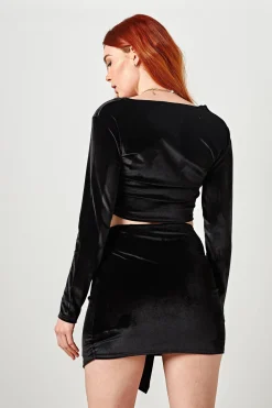 Daisy Street Velvet Mini Skirt-Women Skirts