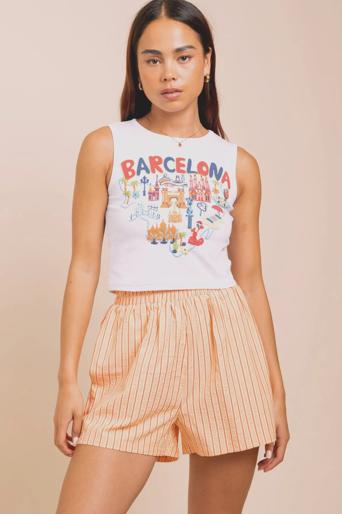 Daisy Street Vest Top With Barcelona Puff Print-Women Tops