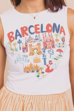 Daisy Street Vest Top With Barcelona Puff Print-Women Tops