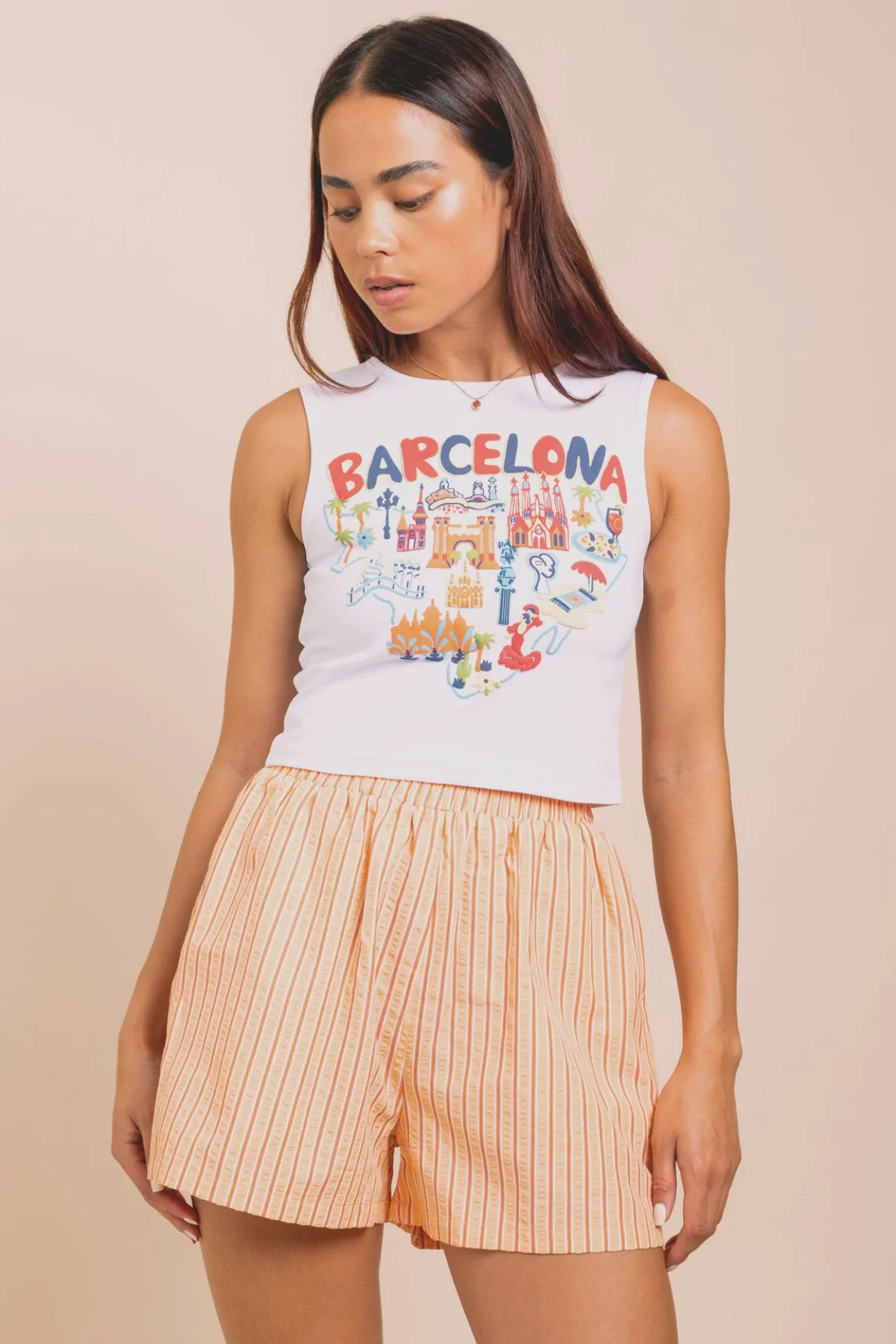 Daisy Street Vest Top With Barcelona Puff Print-Women Tops