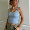 Daisy Street x Chloe Davie Ribbed Vest Top with Lace Trim-Women Tops