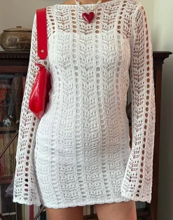 Daisy Street x Chloe Davie Open Knit Dress with Cut Out Back-Women Dresses
