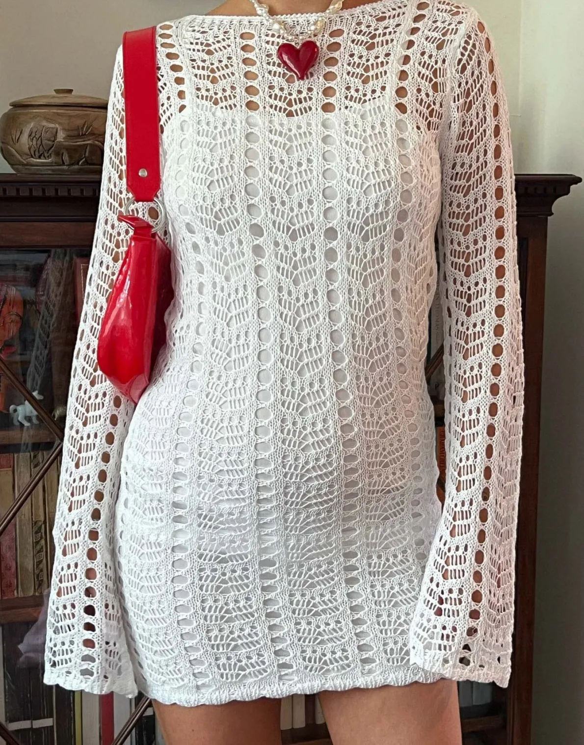 Daisy Street x Chloe Davie Open Knit Dress with Cut Out Back-Women Dresses