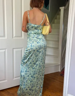Daisy Street x Chloe Davie 90s Printed Maxi Dress with Lace Trim-Women Dresses