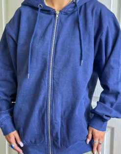 Daisy Street x Chloe Davie Washed Navy Hoodie-Women Tops