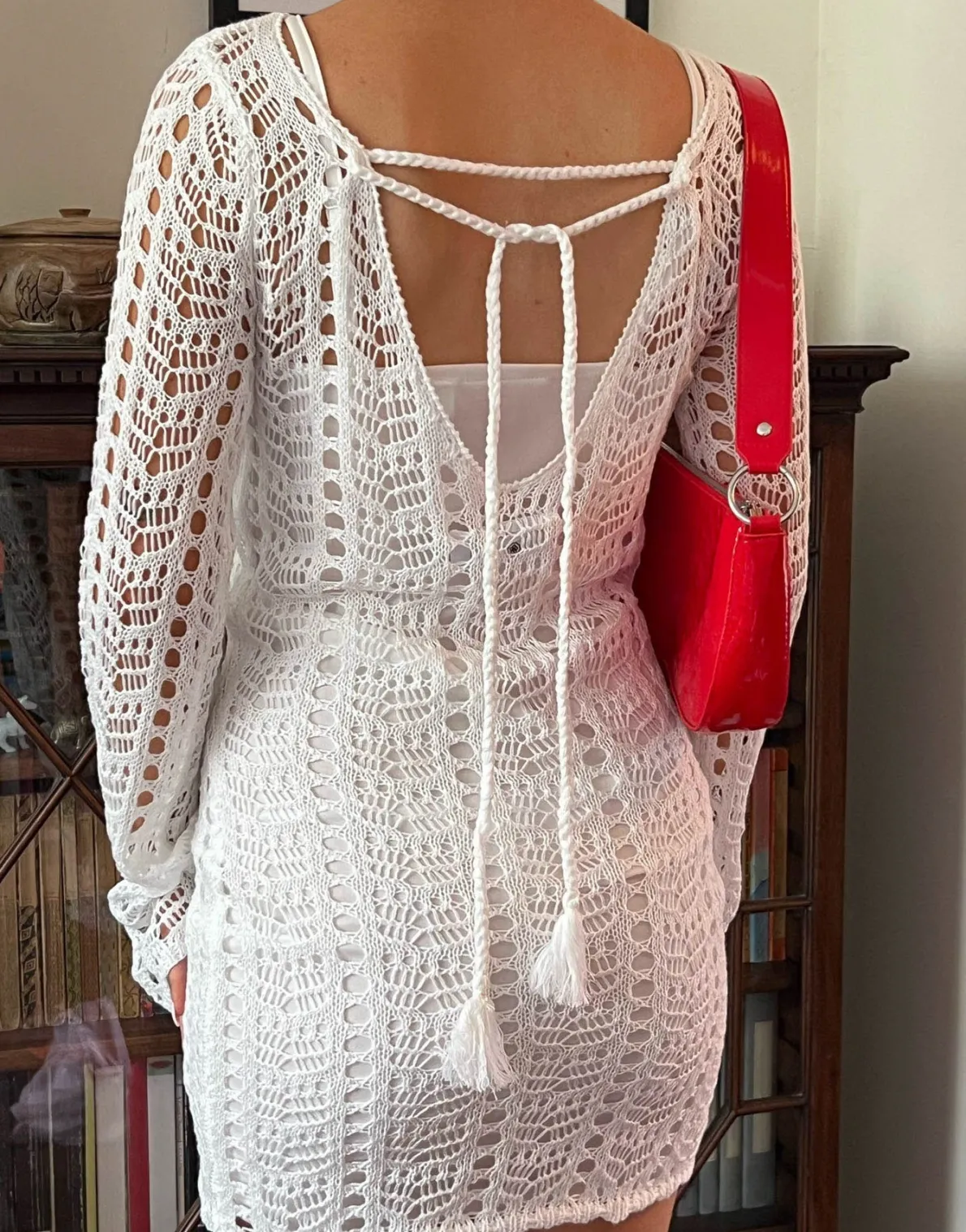 Daisy Street x Chloe Davie Open Knit Dress with Cut Out Back-Women Dresses