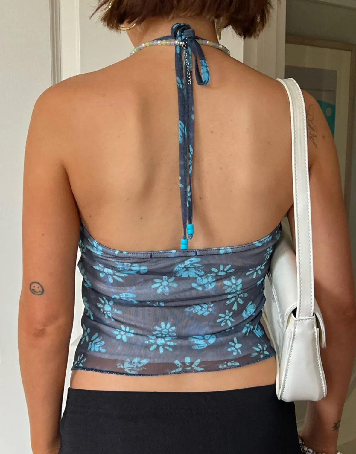 Daisy Street x Chloe Davie Halter Neck Mesh Top-Women Tops