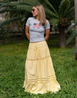 Daisy Street X Molly Mcfarlane Boho Maxi Tiered Skirt In Buttermilk-Women Skirts