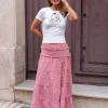 Daisy Street X Molly Mcfarlane Boho Tie Ruffle Maxi Skirt In Gingham-Women Skirts