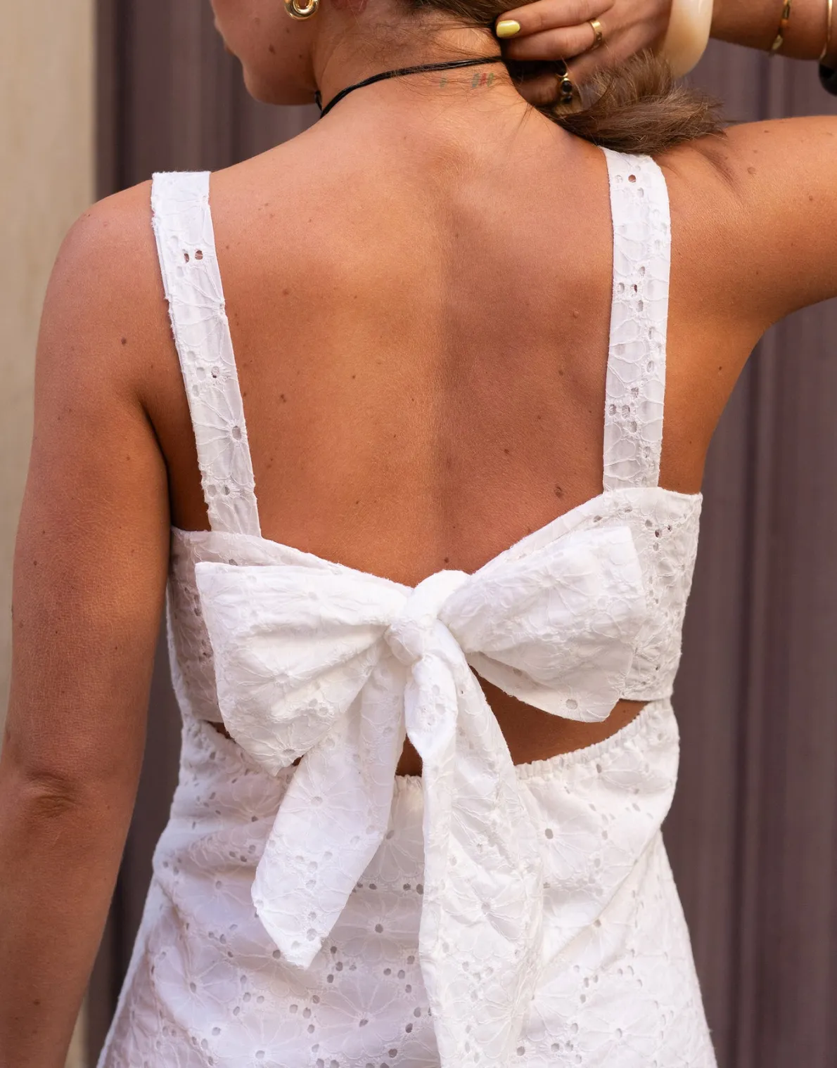 Daisy Street X Molly Mcfarlane Floral Broderie Mini Dress With Tie Back In-Women Dresses