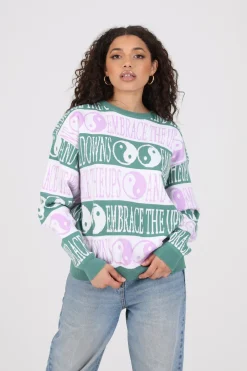 Daisy Street Yin/Yang Knitted Jumper-Women Hoodies & Sweatshirts