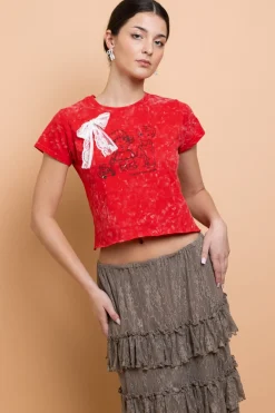 Daisy Street Youth Snow Washed Baby Tee-Women Tops | T-Shirts